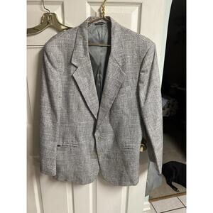 VNT 90s Gray Speckled Tweed 44R blazer jacket sport suit coat Wool Miami Vice